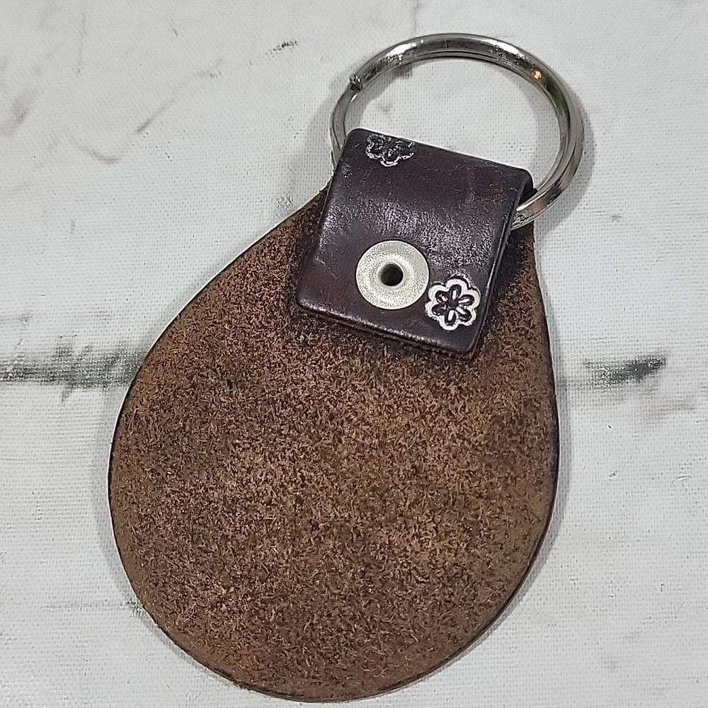 Vintage‎ Trust The Journey Keychain Tooled Leather Motivational Western